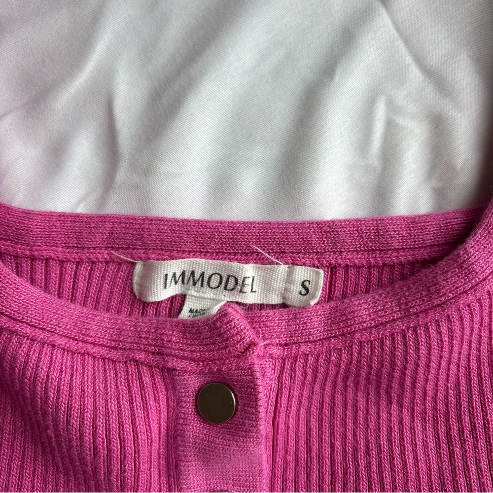 Pink Ribbed Button-Down Tank Top - Picture 3 of 3